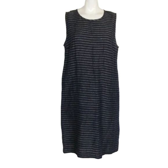 J.JILL Love Linen Dress, M, Blue, stripes, Shift, Sleeveless, Pullover - Picture 8 of 12